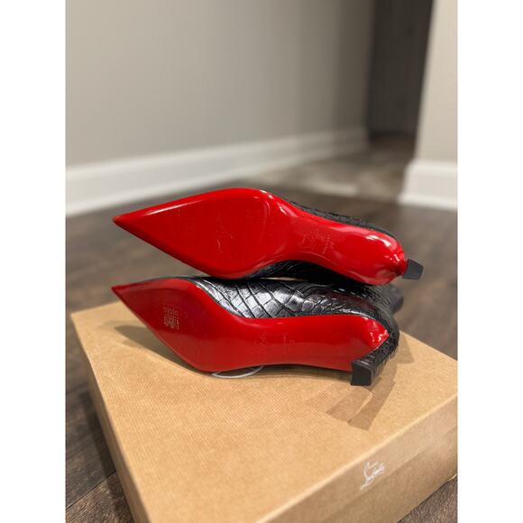 Christian Louboutin Condora Gunmetal Croc-Embossed Booties 55mm | New in Box - Picture 4 of 7